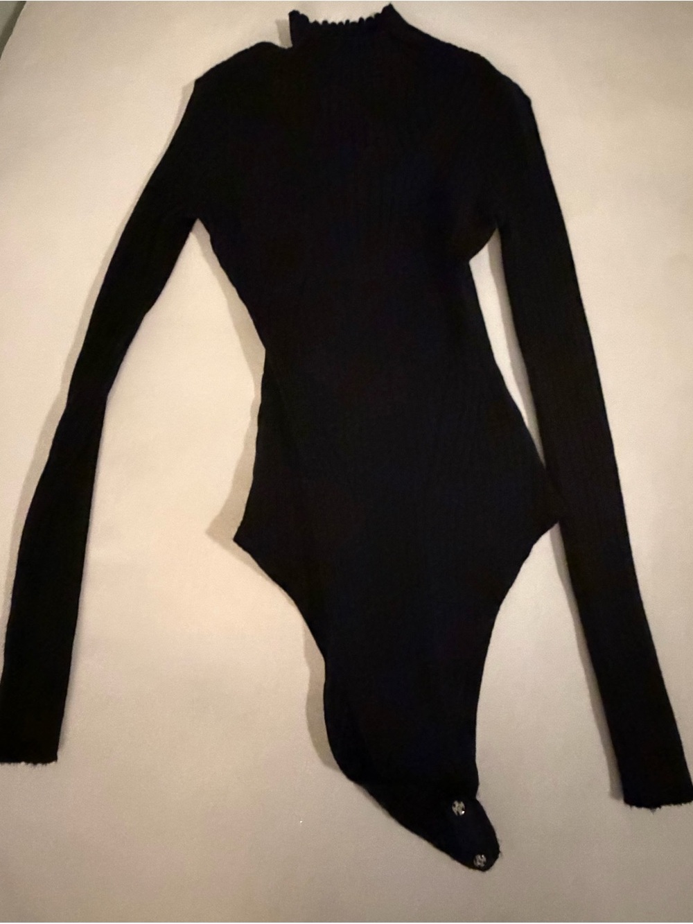 Lulu's Black Ribbed Long-Sleeve Bodysuit